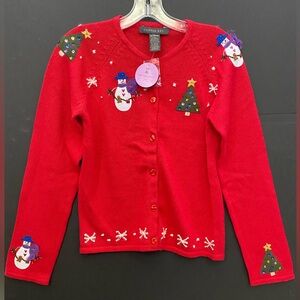Copper Key Girl’s Christmas Holiday X-Mas Cardigan Sweater Button Down Red